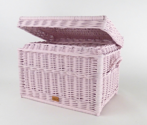 Korb-Box/Aufbewahrungsbox / Spielzeugskiste mit Deckel 60 cm, Puder-Rosa