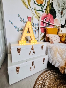 Lampe "Buchstabe" aus Holz, verschiedene Farben/Alfabet