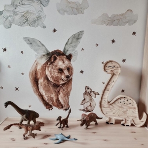Holzlampe "Dino" in Naturfarbe mit Dimmer