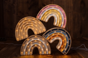 Regenbogen-Lampe aus Holz mit Dimmer