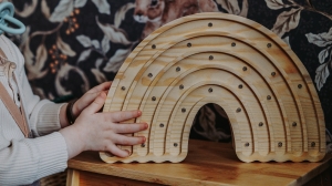 Regenbogen-Lampe aus Holz "Natur" mit Dimmfunktion