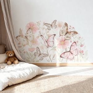 Schmetterlinge Wandsticker Pastell - Gr. L, XL oder XXL– Kinderzimmer Wanddeko Aufkleber