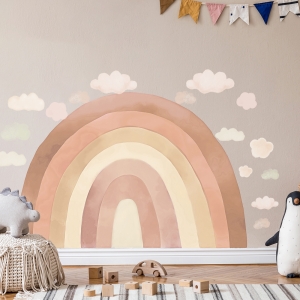 Regenbogen Wandsticker Kinderzimmer – Beige Rainbow Wanddeko in 3 Größen