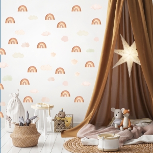 Wandsticker Kinderzimmer – Mini Regenbogen Set mit Wolken
