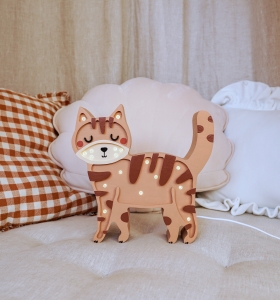 Kinderlampe Katze aus Holz – handgemacht, dimmbare LED Wandlampe