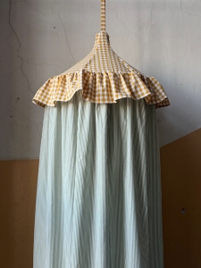 Kinderzimmer Baldachin-OEKO-TEX® Baumwolle – Senfgelb & Pistaziengrün