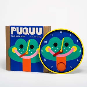 Bunte Kinderzimmer Wanduhr mit Pendel – Ribbit Ribbit Frosch
